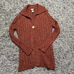 Fashion Bug 2000s It Girl Long Burnt Orange Cardigan Size L